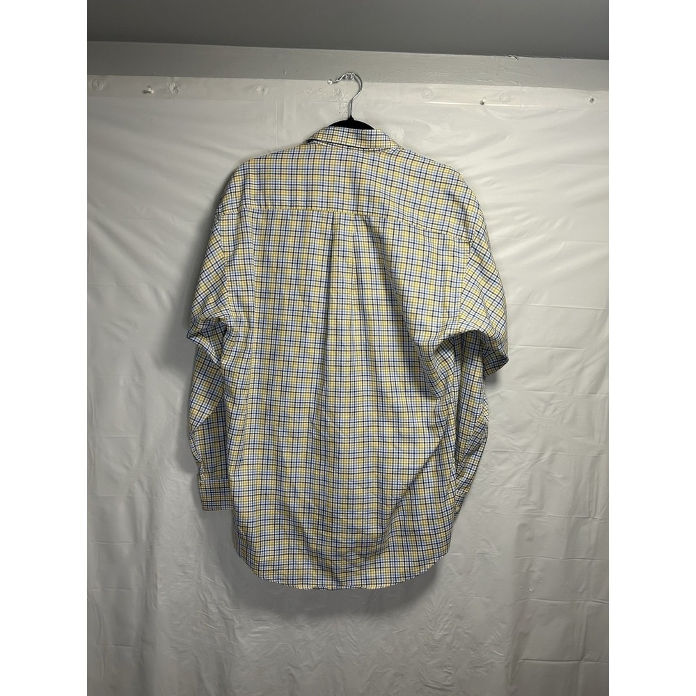 Vintage Gitman Bros Shirt Men's Medium Yellow Blue Check Button Up Cotton Italy - Picture 2 of 5